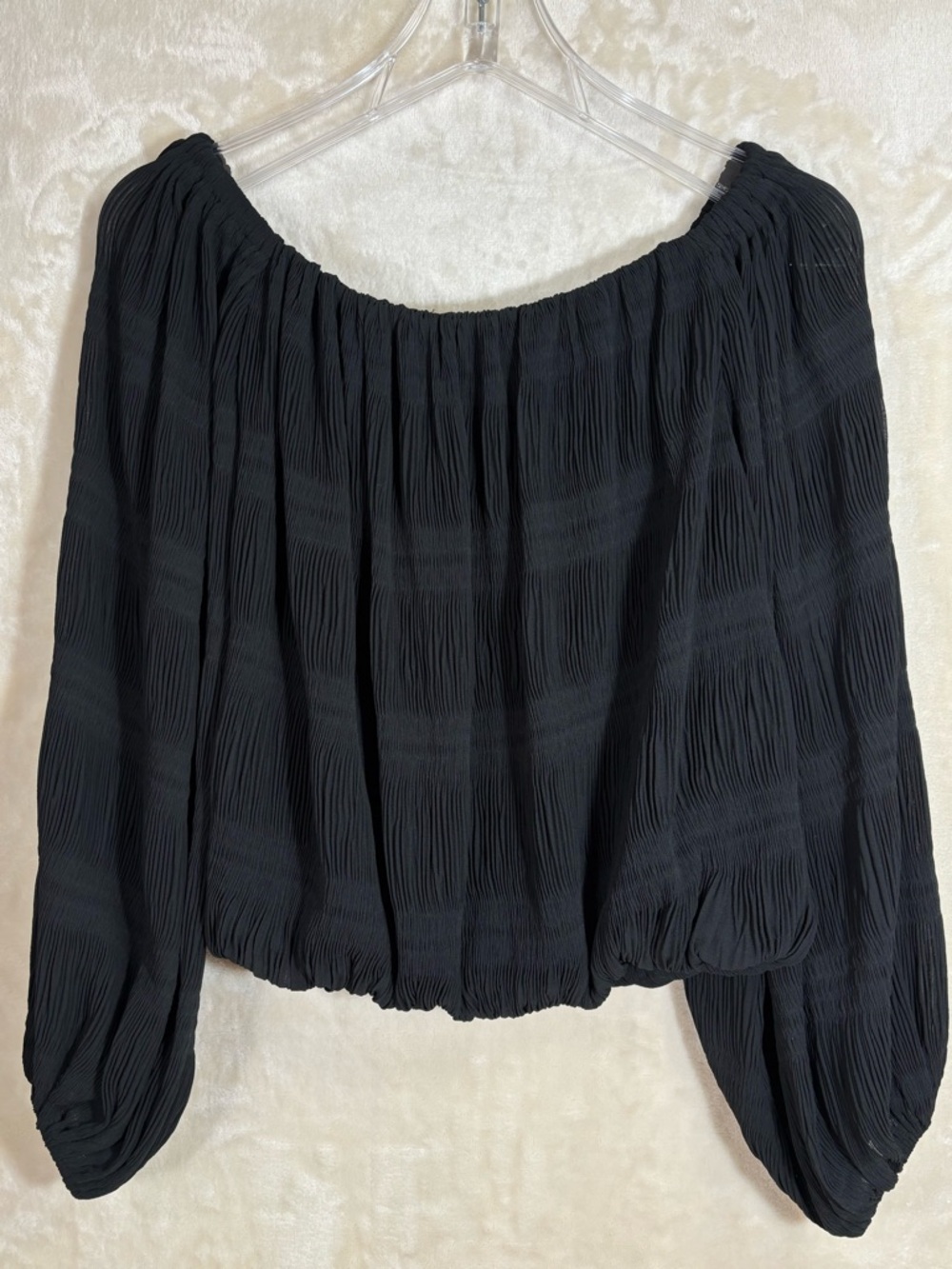 A. Calin By Flying Tomato Women's Black Off-Shoulder Romantic Peasant Blouse SM